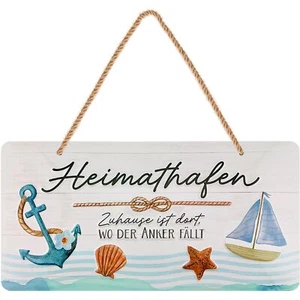 Blechschild retro HEIMATHAFEN maritime Anker Deko Schild Metallschild 16x32cm - Picture 1 of 6