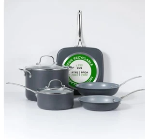 COMMERCIAL CHEF 7-Piece ECOPAN Hard Anodized Aluminum Cookware Set, Ceramic... - Picture 1 of 8