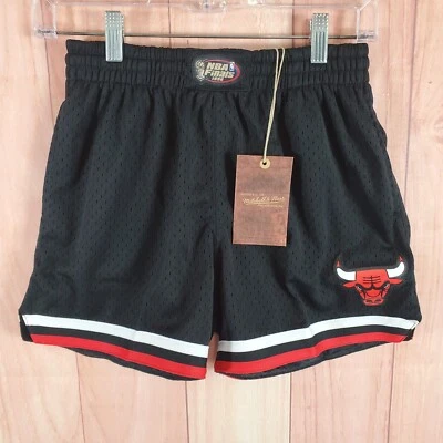 Mitchell & Ness Womens Basketball Shorts XS Black Chicago Bulls Drawstring Waist - Image 1 of 4