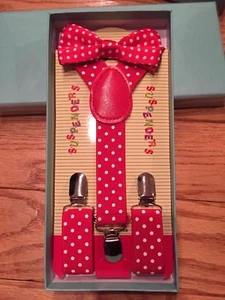 Suspenders and Bow Tie Red White Polka dots Holiday Boxed Gift Set Toddler Kids - Picture 1 of 1