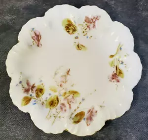 Vintage Marx & Gutherz Carlsbad Austria Plate 7 1/4" Pink Floral Scalloped Gold - Picture 1 of 16