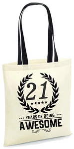 21st Birthday Tote Bag Born In 2004 21 Years Old Party Bag For Life Reusable - Picture 1 of 10