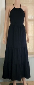 NWOT Shein Tie-Back Maxi Dress Black Size L (8-10)) - Picture 1 of 10