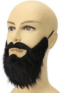 Funny Costume Party Male Man Halloween Beard Facial Hair Disguise Game Black Mus - Picture 1 of 5