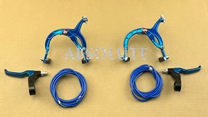 AltaLine BMX Brake FRONT & REAR Alloy BLUE BMX Bicycle BRAKE SET W/ Blue Cables. - Picture 1 of 1