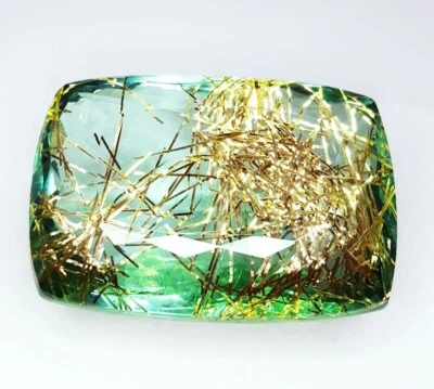 Natural Rutile Quartz 105+ Ct Certified Loose Gems Flawless Cushion Cut Gem Z413 - Image 1 of 4