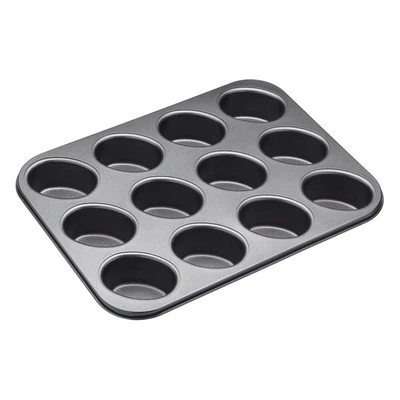 Mastercraft 35.5x26.5cm Heavy Base 12-Cup Non-Stick Friand Pan Baking Mould BLK - image 1 of 4