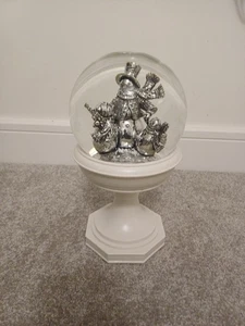 Costco Water Globe Lighted Snow Globe On Pedestal Silver Snowman Christmas Decor - Picture 1 of 11