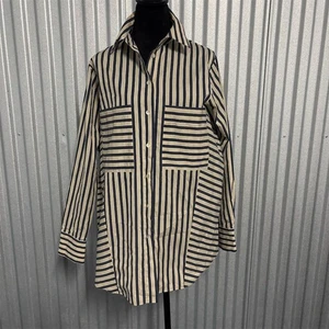 Massimo Dutti Blusa Donna Camicia a Righe con Bottoni Multicolore Taglia S - Foto 1 di 13