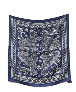 HERMES Carre 55 LES LEOPARDS Seidentuch Bandana Navy Etikett Karton Gebraucht. - Bild 1 von 10