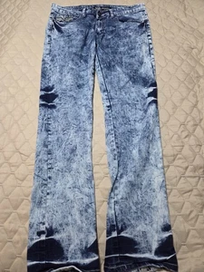 Pantalones de mezclilla artesanales Rok con cremallera azul lavado ácido 32 X 32 (32x29) - Imagen 1 de 16