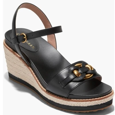 Sandalias de plataforma con cuña alpargata Cloudfeel de cuero negro talla 8 Cole Haan Foto 1 de 4