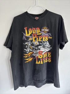 Vtg 1990s Harley Davidson Loud Pipes Save Lives Shirt - XL - Jamestown, NY - Picture 1 of 9
