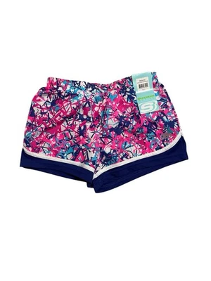 Pantalones Cortos Atléticos Skechers Rosa y Azul Diseño Floral Vibrante Niñas Talla 10/12 Foto 1 de 4