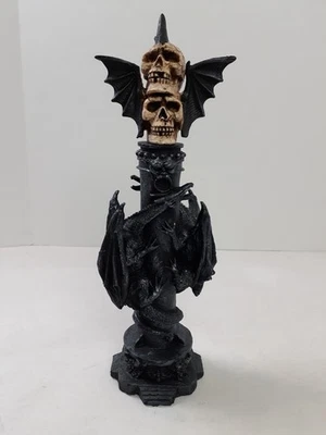 Daga Calavera Alada Cuchillo Doble Borde Dragones Negros Escalada Pilar Funda 13" Foto 1 de 4