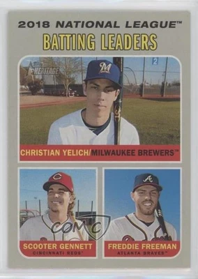 2019 Heritage League Leaders Christian Yelich Freddie Freeman Scooter Gennett - Image 1 of 2
