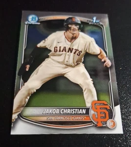 2025 1ST BOWMAN CHROME PROSPECT #BCP-157 JAKOB CHRISTIAN SAN FRANCISCO GIANTS - Picture 1 of 2
