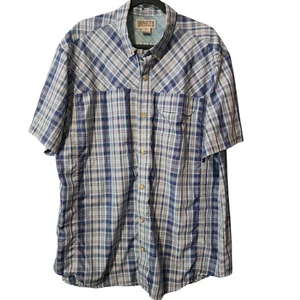 Duluth Trading Co Men’s Blue Plaid Short Sleeve Button Up XL Shirt Fishing - Picture 1 of 7