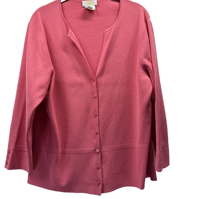 Cárdigan suéter para mujer Talbots talla XL rosa liso empaquetable ligero sin arrugas Foto 1 de 4