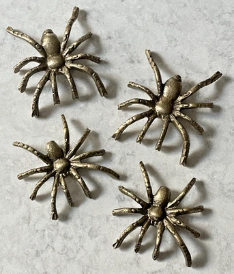 Metal Spiders Spider Set of 4 Wall Decoration Hanging Hang Gold Tone Spooky - Image 1 of 4