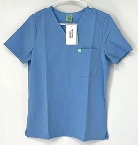Garde malade NWT women’s scrub top small Blue V Neck Medical Work Wear - Picture 1 of 5