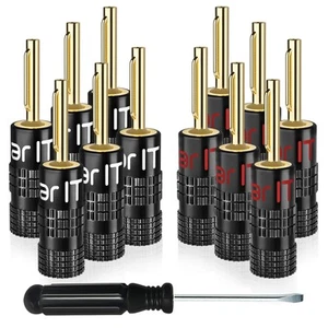 Banana Plugs for Speaker Wire (6 Pairs, 12 Pieces), Pin Plug Closed Screw Typ... - Picture 1 of 7