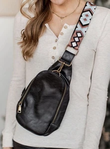 Lululemon Always On The Go Sling Bag Small Black Aztec Strap - Picture 1 of 12