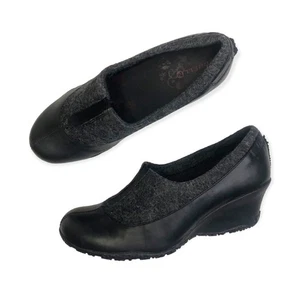 Merrell Damen Tulpe Keilabsatz Größe 8 schwarz Leder grau Wolle Fußgewölbe Unterstützung - Bild 1 von 12
