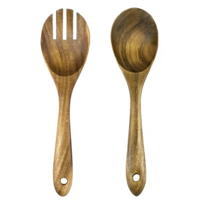  BESTONZON Cucchiaio in Legno per Insalata Servizio da Pranzo Cucchiaio Forchetta in Legno - Foto 1 di 10