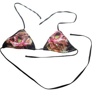 Hustler Hardcore Bikini Oberteil Hibiskus Blumen L/XL Schwimmen Badeanzug Top Only - Bild 1 von 10