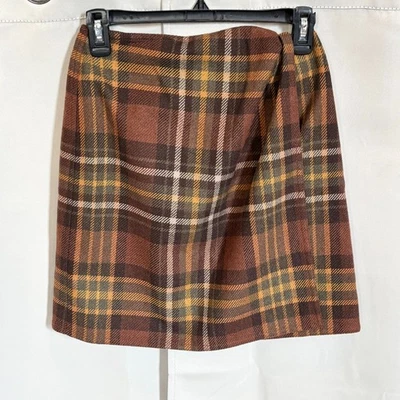 复古 Emanuel Ungaro Liberte 迷你裙 尺寸 4 格子 包裹羊毛混纺 Adademia 18573 — 第 1/4 张图片