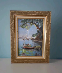 Peinture Ancienne Huile paysage Marin "Le Cap Brun"Var Toulon Tableau Encadré - Imagen 1 de 14