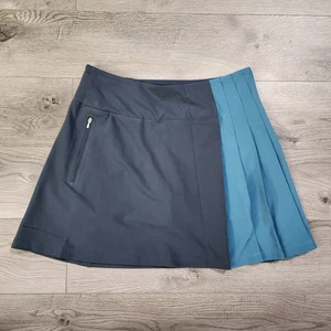 ATHLETA Fairway plissettato pantaloncino donna taglia M blu grigio zip fodera tasca elasticizzato - Foto 1 di 7
