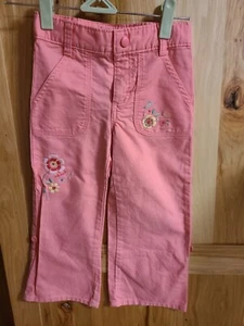 Oshkosh Genuine Kids Pink Floral Embroidered Floral Pants Girls 4T - EUC! - Picture 1 of 4
