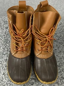 LL Bean Boots Womens 8 N Brown Duck Waterproof Lace Up Rain Snow - Picture 1 of 10