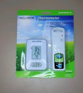 AcuRite Wireless Indoor Outdoor Digital Temperature Thermometer Clock & Memory - Picture 1 of 4