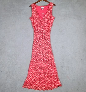 Jane Seymour Signature Dress Womens 18MS Red Floral 100% Silk Beaded Twist Front - Picture 1 of 16