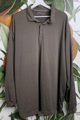 Camiseta Nike Golf Para Hombres 2XL XXL Dri Fit Marrón Rayas Manga Larga Foto 1 de 4