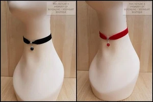 Chic Velvet Choker with Matching Frost Dangle Pendant - Handmade to Order - Picture 1 of 22