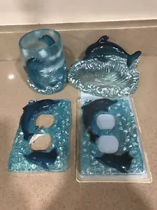 4 Piece Nautical Dolphin Bathroom Set - Picture 1 of 7