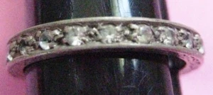Retro silver plated wedding band ring Rhinestone studded size 7 comes gift boxed - Picture 1 of 5