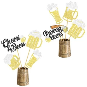 12Pcs Cheers and Beers Party Centerpiece Sticks Beer Party Decorations Glitte... - Picture 1 of 8