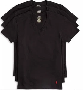 Polo Ralph Lauren V-Neck Undershirt Size M Cotton Mens T-Shirt 3 Pack Tee Gift - Picture 1 of 4