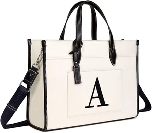 15,6" Laptoptasche für Frauen personalisiert Canvas Arbeit Handtasche Büro Aktentasche - Bild 1 von 8