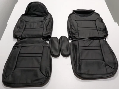 Черные кожаные передние чехлы на сиденья для Ford Excursion XLT 2000-2001 LR65 - Изображение 1 из 4