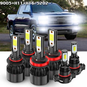 FOR Chevy Silverado 1500 2007-2015 - 6x 6000K LED Headlight Hi/Lo+Fog Bulbs KIT - Picture 1 of 15