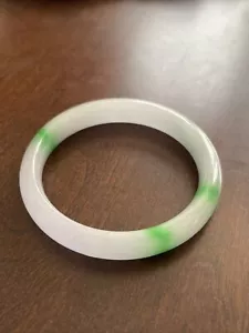 High Quality Estate Bangle Green White Jade Bracelet EXQUISITE - Picture 1 of 7