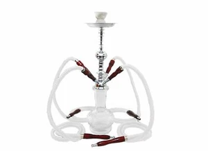 CLEARANCE Sale Hookah Water Clear Vase Glass +4 Pipes Smoking+Free Charcol - Picture 1 of 6
