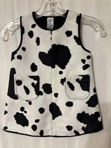 Baby Gap Cow Animal Print Dress Jumper Faux Fur Baby Toddler Girl Size 2 - Picture 1 of 6
