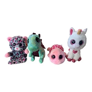 Ty Beanie Boos Plush Lot of 4  Trixi Cinder Myrtle Cherie Glitter Eyes - Picture 1 of 12